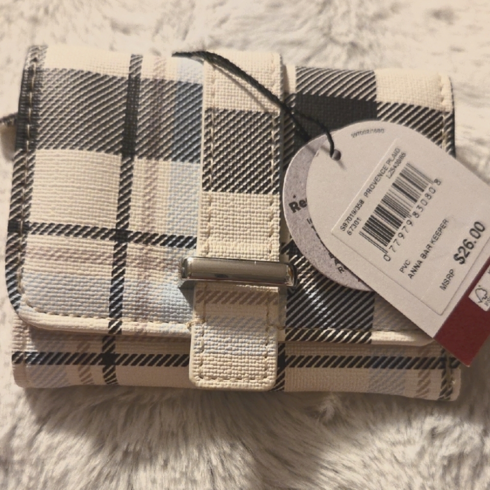 Mundi Black and Cream Plaid Wallet NWT